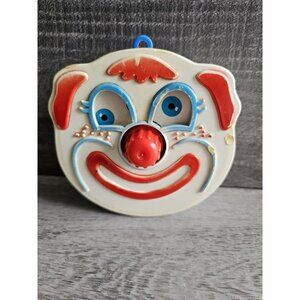 VTG 1970s Clown Face Wind Up Music Box with Rotating Eyes Dial by Sanitoy *WORKS